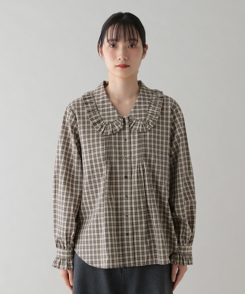 セール】《natural by clip》ポプリンフリルカラーブラウス（シャツ