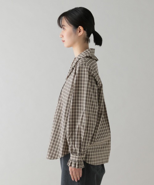 CELINEフリルラウンドカラーブラウス コットンポプリン CELINEフリルラウンドカラーブラウス コットンポプリン セール