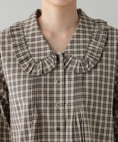 セール】《natural by clip》ポプリンフリルカラーブラウス（シャツ