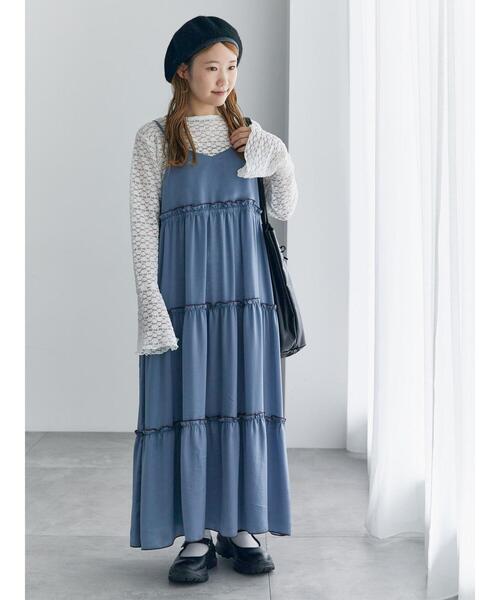 ehka sopo(エヘカソポ)の「配色メローティアードキャミワンピース(ワンピース・レディース・ブルー/オリーブ/ブラック・F)」の1枚目の写真