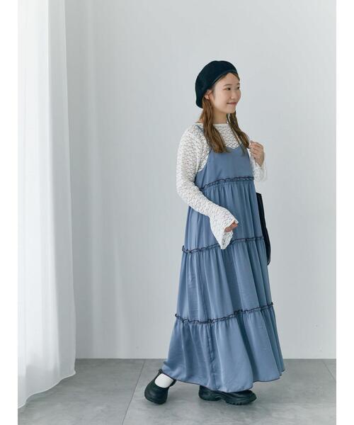 ehka sopo(エヘカソポ)の「配色メローティアードキャミワンピース(ワンピース・レディース・ブルー/オリーブ/ブラック・F)」の10枚目の写真