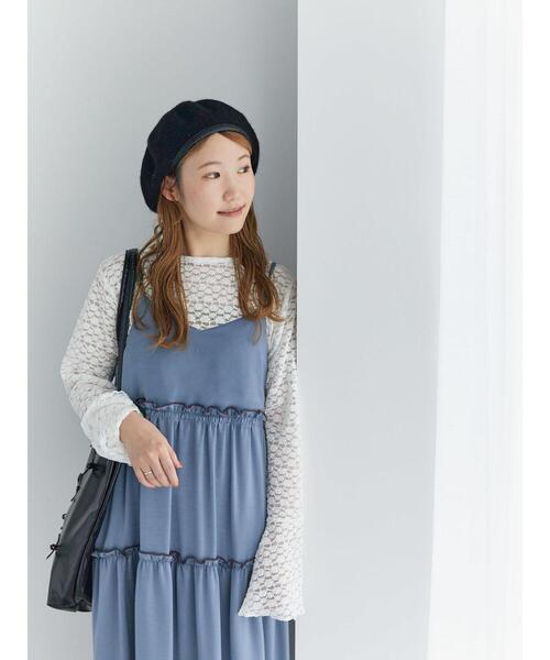 ehka sopo(エヘカソポ)の「配色メローティアードキャミワンピース(ワンピース・レディース・ブルー/オリーブ/ブラック・F)」の12枚目の写真