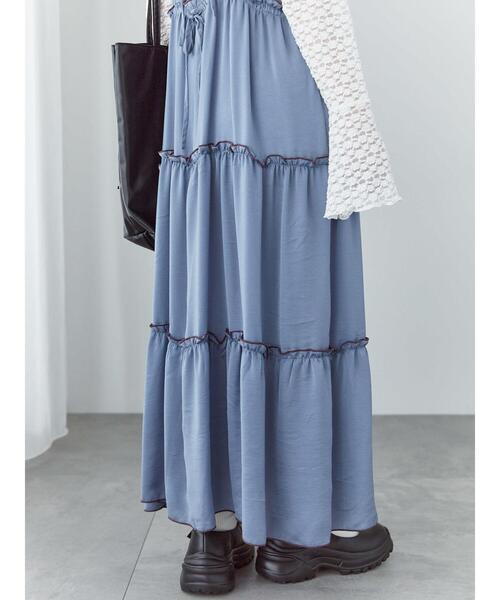 ehka sopo(エヘカソポ)の「配色メローティアードキャミワンピース(ワンピース・レディース・ブルー/オリーブ/ブラック・F)」の15枚目の写真