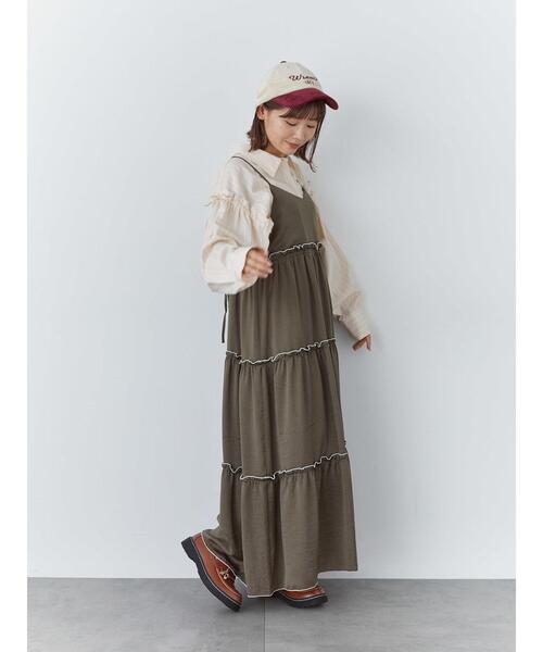 ehka sopo(エヘカソポ)の「配色メローティアードキャミワンピース(ワンピース・レディース・ブルー/オリーブ/ブラック・F)」の18枚目の写真