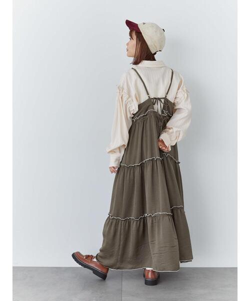 ehka sopo(エヘカソポ)の「配色メローティアードキャミワンピース(ワンピース・レディース・ブルー/オリーブ/ブラック・F)」の19枚目の写真