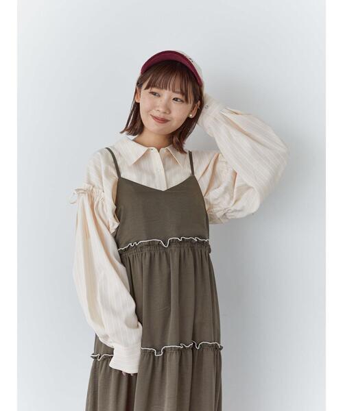 ehka sopo(エヘカソポ)の「配色メローティアードキャミワンピース(ワンピース・レディース・ブルー/オリーブ/ブラック・F)」の20枚目の写真