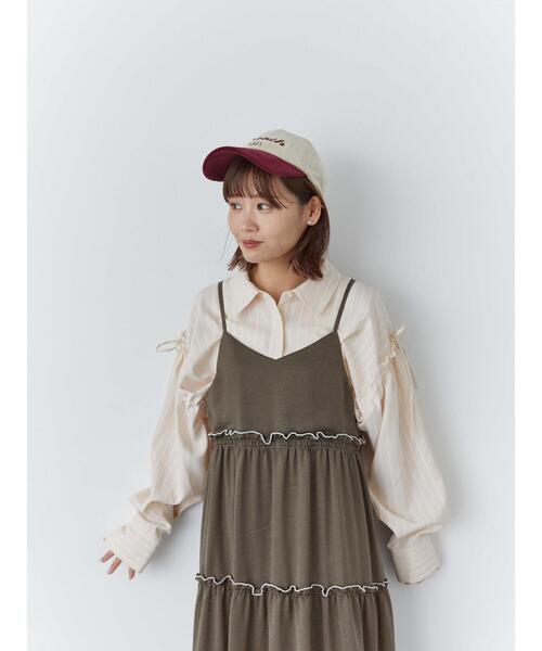 ehka sopo(エヘカソポ)の「配色メローティアードキャミワンピース(ワンピース・レディース・ブルー/オリーブ/ブラック・F)」の21枚目の写真