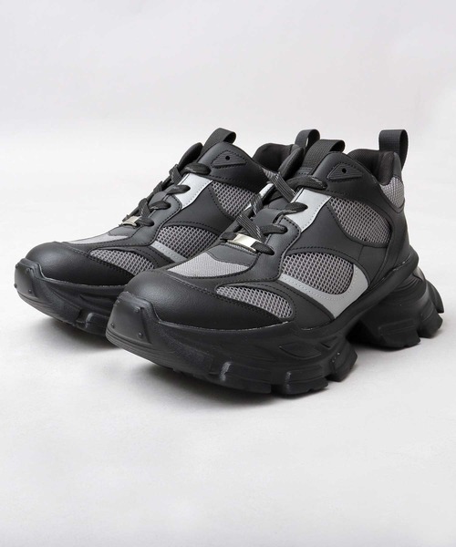 glabella(グラベラ)の「+7cm ボリュームハイソール 厚底 スニーカー アグリーシューズ(スニーカー・メンズ・ブラック・S/M/L)」の2枚目の写真