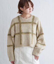 シャギーチェックショートプルオーバー