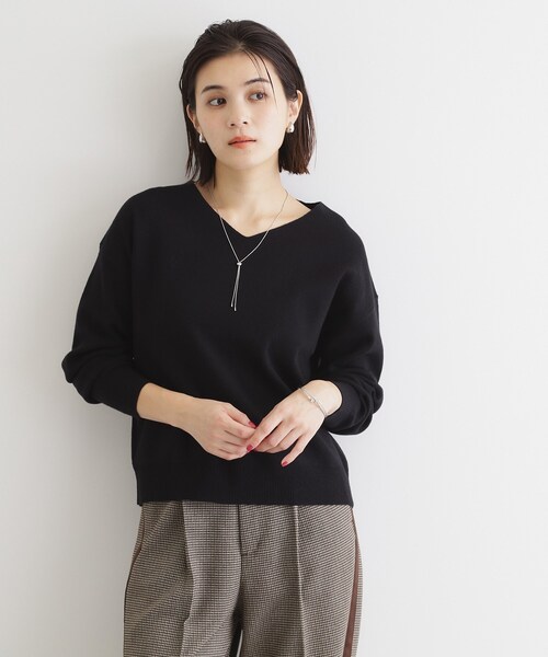 THE SHOP TK （ザ ショップ ティーケー ）の「◆【毛玉になりにくい／静電気防止】Vネックニット／洗える（ニット/セーター・レディース・ブラック/スモーキーグリーン系/グレー/パープル系/オフホワイト・12/13）」の14枚目の写真