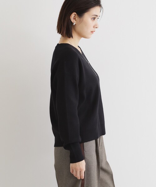 THE SHOP TK （ザ ショップ ティーケー ）の「◆【毛玉になりにくい／静電気防止】Vネックニット／洗える（ニット/セーター・レディース・ブラック/スモーキーグリーン系/グレー/パープル系/オフホワイト・12/13）」の15枚目の写真