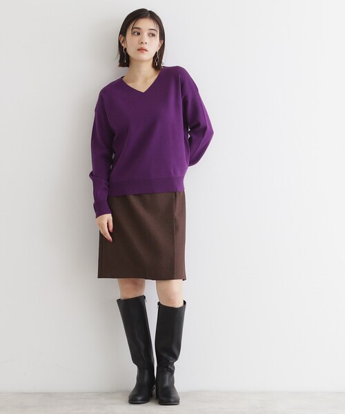 THE SHOP TK （ザ ショップ ティーケー ）の「◆【毛玉になりにくい／静電気防止】Vネックニット／洗える（ニット/セーター・レディース・ブラック/スモーキーグリーン系/グレー/パープル系/オフホワイト・12/13）」の21枚目の写真