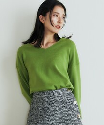 ◆【毛玉になりにくい／静電気防止】Vネックニット／洗える