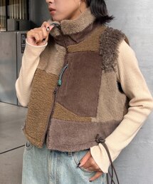 etsinta | 【etsinta/エシンタ】パッチワークファースタンドベスト(ベスト)
