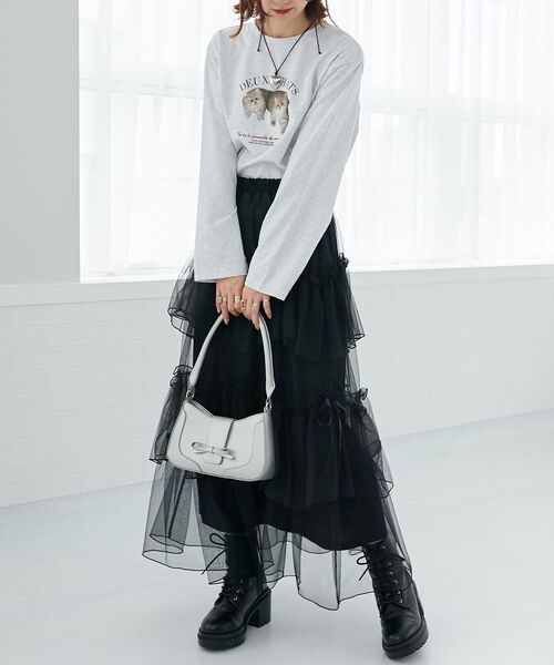 MAJESTIC LEGON（マジェスティックレゴン）の「フロントリボンクラシカルバッグ（ハンドバッグ・レディース・シルバー/ブラック/ボルドー・FREE）」の4枚目の写真