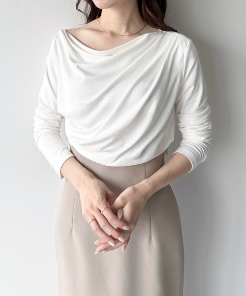 セール】薄手ドレープトップス（Tシャツ/カットソー）｜mipiarl
