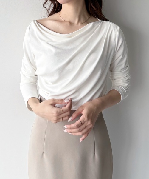 セール】薄手ドレープトップス（Tシャツ/カットソー）｜mipiarl