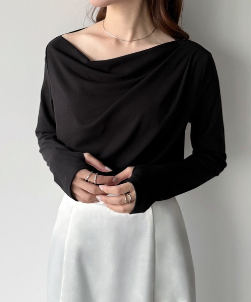 薄手ドレープトップス（Tシャツ/カットソー）｜mipiarl