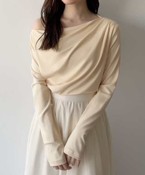 セール】薄手ドレープトップス（Tシャツ/カットソー）｜mipiarl