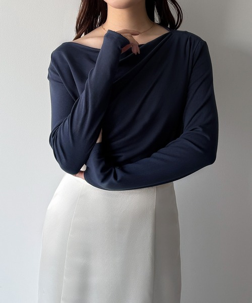 薄手ドレープトップス（Tシャツ/カットソー）｜mipiarl