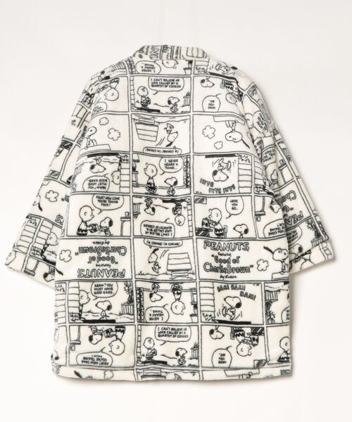 PEANUTS（ピーナッツ）の「PEANUTS SNOOPY（ピーナッツ スヌーピー）キャラクターぼあもこボアフリース起毛総柄半纏/ちゃんちゃんこ（ガウン/バスローブ・メンズ・ホワイト系その他/ベージュ/チャコールグレー/ホワイト×ブラック・FREE）」の5枚目の写真