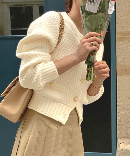 MILAE（ミレ）の「クルーネックニットカーディガン（カーディガン/ボレロ・レディース・オフホワイト/ブルー/ベージュ・FREE）」の10枚目の写真