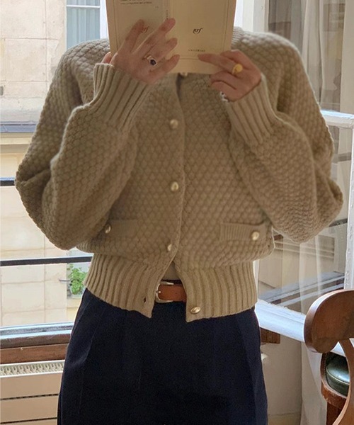 MILAE（ミレ）の「クルーネックニットカーディガン（カーディガン/ボレロ・レディース・オフホワイト/ブルー/ベージュ・FREE）」の8枚目の写真