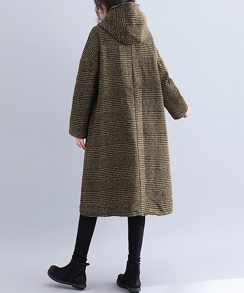 美品✨️近年✨️ ビアズリー リバーシブル　チェスターコート 千鳥　ブラウン カラウティア callautia callautia 千鳥チェックスタンドカラー