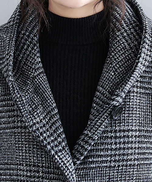 ビッグフード 千鳥柄 ロング チェスターコート