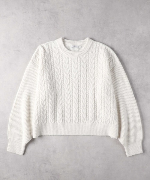 THE TOR ケーブルニット オーバーサイズ ホワイト セール】ケーブルニット（ニット/セーター）｜Right-on（ライトオン