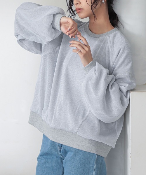 n'OrLABEL（ノアールレーベル）の「『ラメチュールスウェット』（スウェット・レディース・ネイビー/杢グレー/イエロー・FREE）」の2枚目の写真