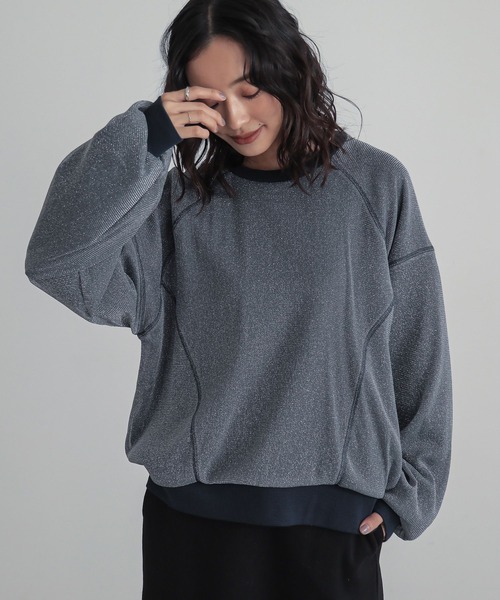 n'OrLABEL（ノアールレーベル）の「『ラメチュールスウェット』（スウェット・レディース・ネイビー/杢グレー/イエロー・FREE）」の3枚目の写真