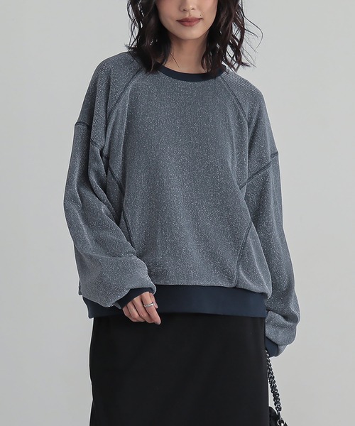 n'OrLABEL（ノアールレーベル）の「『ラメチュールスウェット』（スウェット・レディース・ネイビー/杢グレー/イエロー・FREE）」の16枚目の写真
