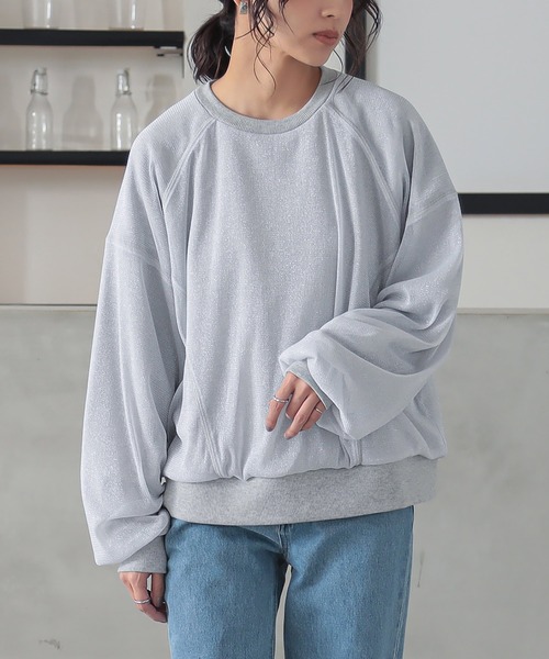 n'OrLABEL（ノアールレーベル）の「『ラメチュールスウェット』（スウェット・レディース・ネイビー/杢グレー/イエロー・FREE）」の10枚目の写真