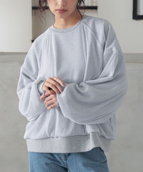 n'OrLABEL（ノアールレーベル）の「『ラメチュールスウェット』（スウェット・レディース・ネイビー/杢グレー/イエロー・FREE）」の5枚目の写真