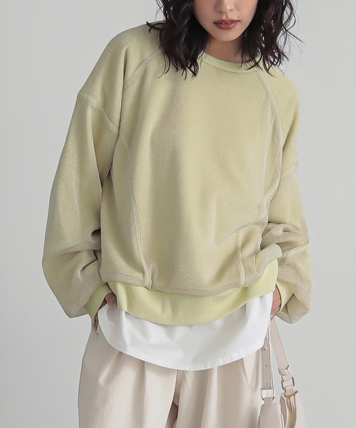 n'OrLABEL（ノアールレーベル）の「『ラメチュールスウェット』（スウェット・レディース・ネイビー/杢グレー/イエロー・FREE）」の4枚目の写真