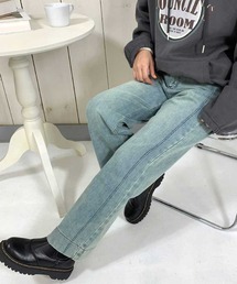 裏起毛ラインデニムパンツ
