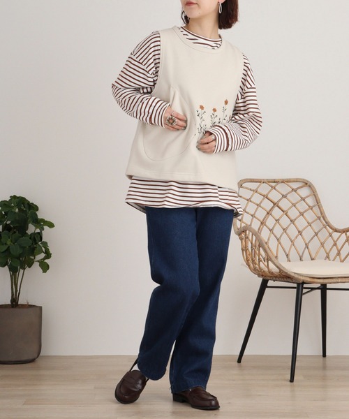 EMAGO ﾋﾞｯｸﾞﾎﾟｹｯﾄ花刺繍ﾍﾞｽﾄ（ベスト）｜Emago（イマゴ）の