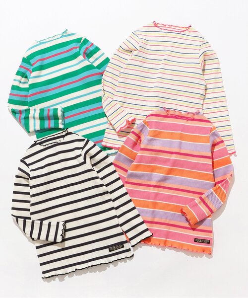 BREEZE（ブリーズ）の「【リンク/ジュニア対応】ボーダーリブロンT（Tシャツ/カットソー・キッズ・ブラック/オフホワイト/グリーン/ピンク・80/90/100/110/120/130/140）」の12枚目の写真