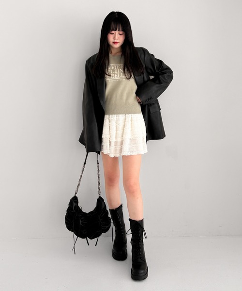 Heather（ヘザー）の「レースフリルミニスカート　319845（スカート・レディース・オフホワイト/ブラック・FREE）」の16枚目の写真