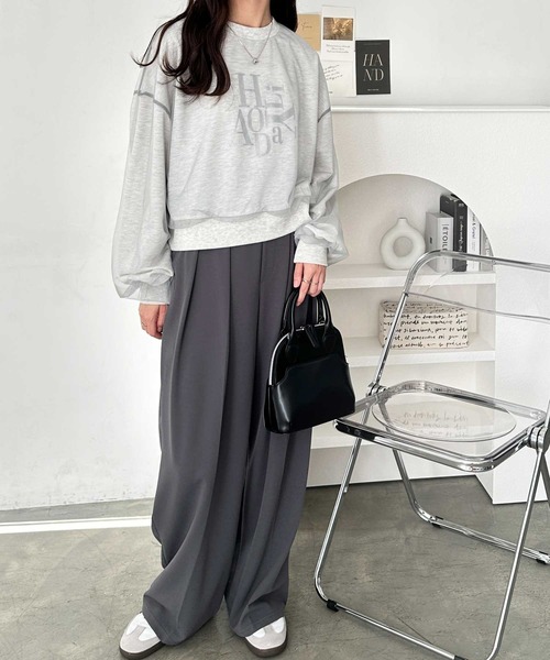 セール】春 にぴったり。チュールレイヤード箔プリント袖ボリューム裏