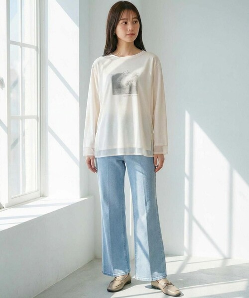 ANY SIS(エニィスィス)の「【貴島明日香さんコラボ】チュールレイニャード猫 Tシャツ(Tシャツ/カットソー・レディース・アイボリー系/ライトグレー系・4)」の6枚目の写真