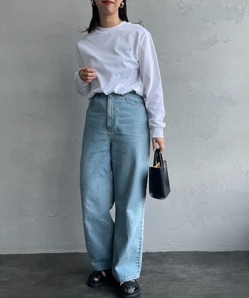 LACOSTE（ラコステ）の「[LACOSTE/ラコステ] ワンポイントロゴ クルーネックロンT（Tシャツ/カットソー・レディース・ブラック/ネイビー/ホワイト/オフホワイト/サックスブルー/オリーブ/ベージュ・2/4/3/5）」の8枚目の写真