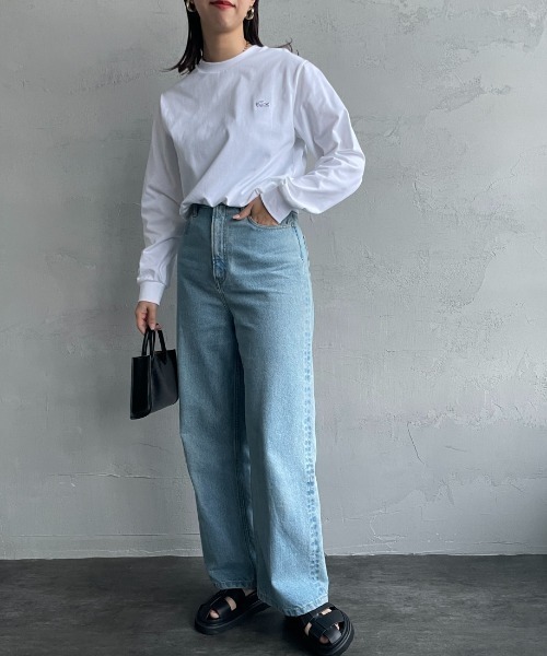 LACOSTE（ラコステ）の「[LACOSTE/ラコステ] ワンポイントロゴ クルーネックロンT（Tシャツ/カットソー・レディース・ブラック/ネイビー/ホワイト/オフホワイト/サックスブルー/オリーブ/ベージュ・2/4/3/5）」の20枚目の写真