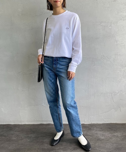 LACOSTE（ラコステ）の「[LACOSTE/ラコステ] ワンポイントロゴ クルーネックロンT（Tシャツ/カットソー・レディース・ブラック/ネイビー/ホワイト/オフホワイト/サックスブルー/オリーブ/ベージュ・2/4/3/5）」の9枚目の写真