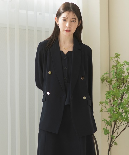 CELEN（セレン）の「【洗える/オフィスカジュアルスーツ/セレモニースーツ/カセット服】ダブルブレストジャケット・ドレープスカート 2点セット（スーツセット・レディース・ネイビー/ブラウン/ブラック/グレー系その他・S/M/L/ST/MT/LT）」の19枚目の写真