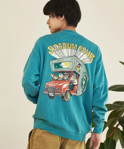 go slow caravan(ゴースローキャラバン)の「Duckster/ダックスター ピグメント クルースウェット(STADIUM TOUR)(スウェット・メンズ・ブラック/オートミール/ブルー系その他・MEDIUM/LARGE/X-LARGE)」の3枚目の写真