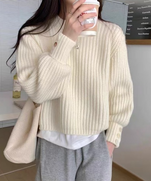 AsheKsha(アシクシャ)の「丸ネックニット(ニット/セーター・レディース・ピンク/グレー/ベージュ・F)」の8枚目の写真