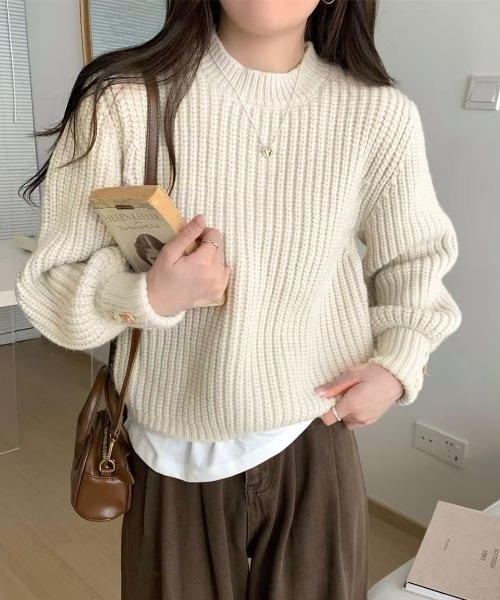AsheKsha(アシクシャ)の「丸ネックニット(ニット/セーター・レディース・ピンク/グレー/ベージュ・F)」の10枚目の写真