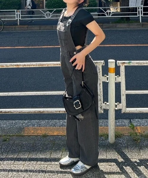 merrylatte（メリーラテ）の「ダメージワイドサロペ（サロペット/オーバーオール・レディース・ブラック・M/S）」の8枚目の写真